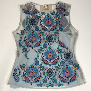 Regal Grace Top, blue, embroidered, Silk!